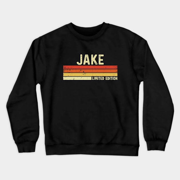 Jake First Name Vintage Retro Gift For Jake Crewneck Sweatshirt by CoolDesignsDz